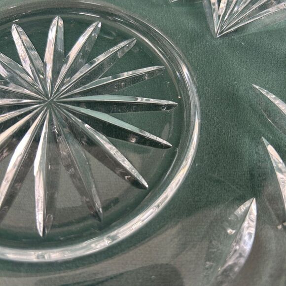 Vintage Crystal Glass Starburst Rose Budd Serving Plate Cheese Plate - Picture 6 of 6